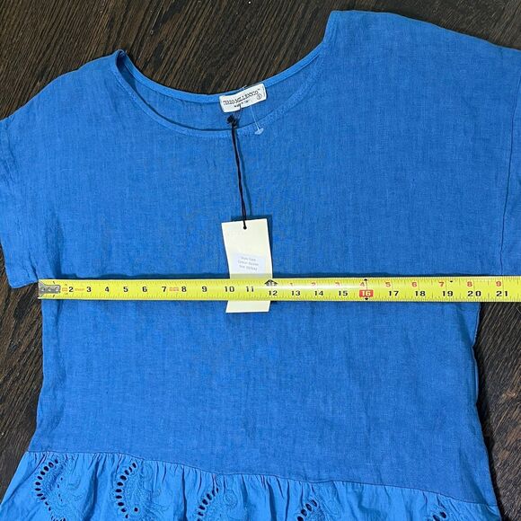 Terzo Millennio Blouse Women’s‎ Small Blue LINEN ITALY Floral Embroidery Shirt - Picture 8 of 8